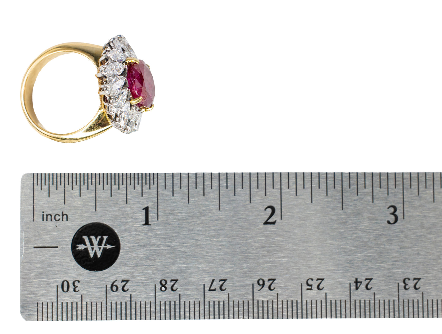 Oval Ruby and Marquise Diamond Ballerina Ring