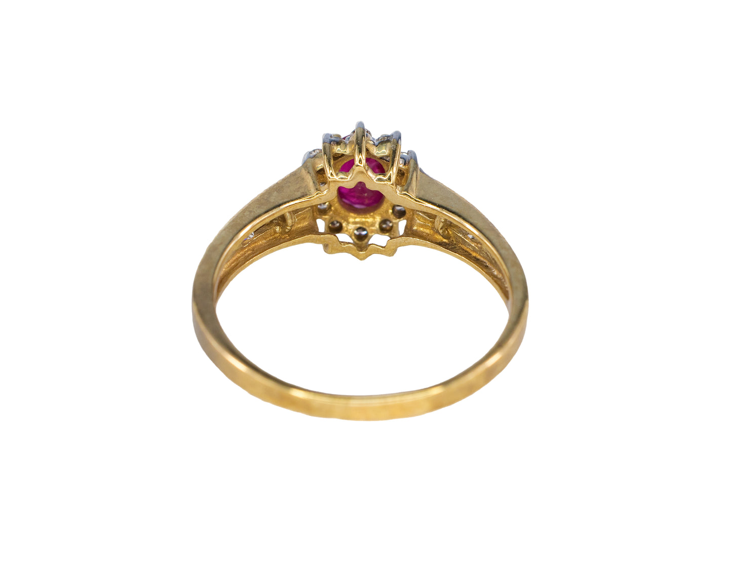 Oval Ruby and Diamond Halo Ring