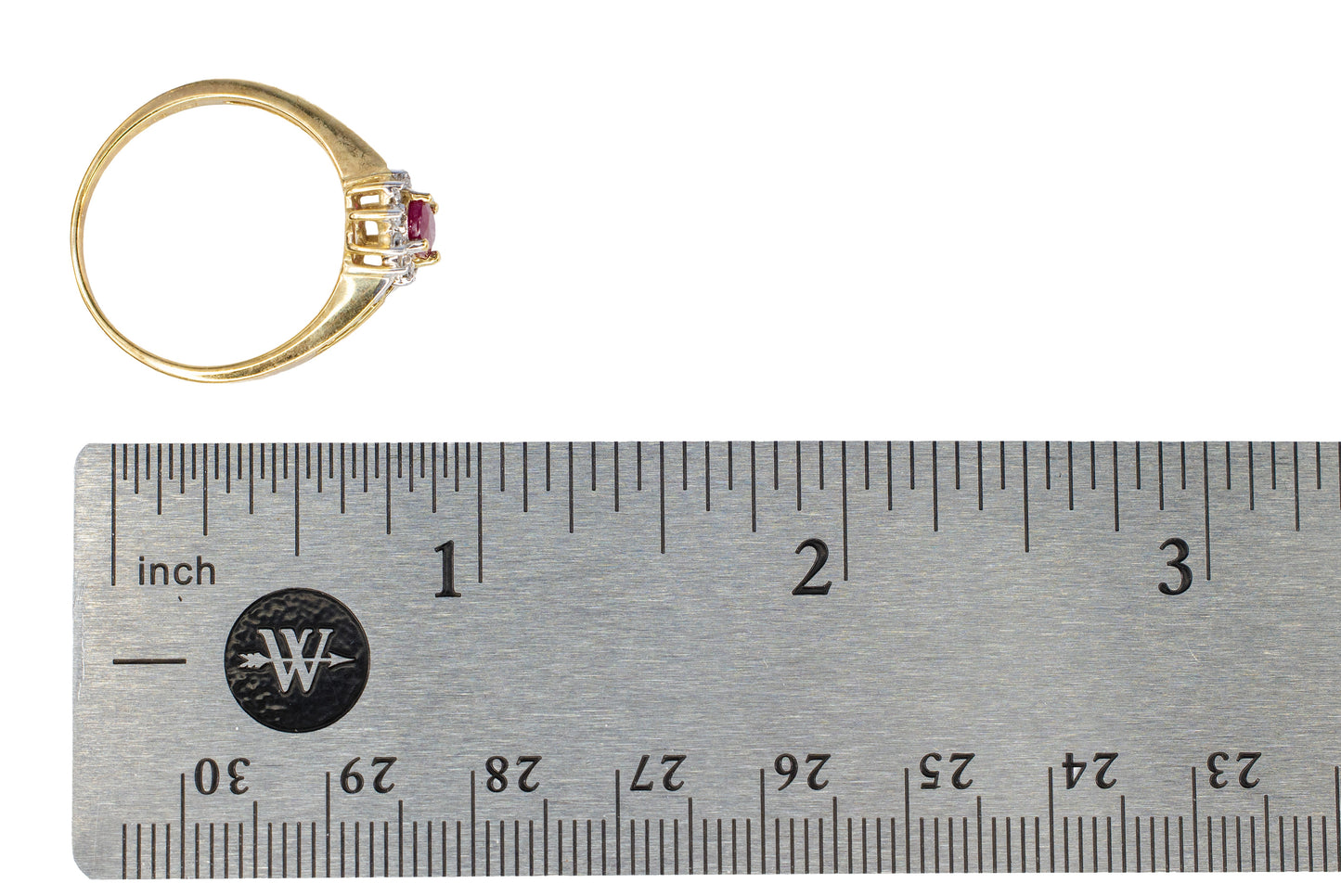 Oval Ruby and Diamond Halo Ring