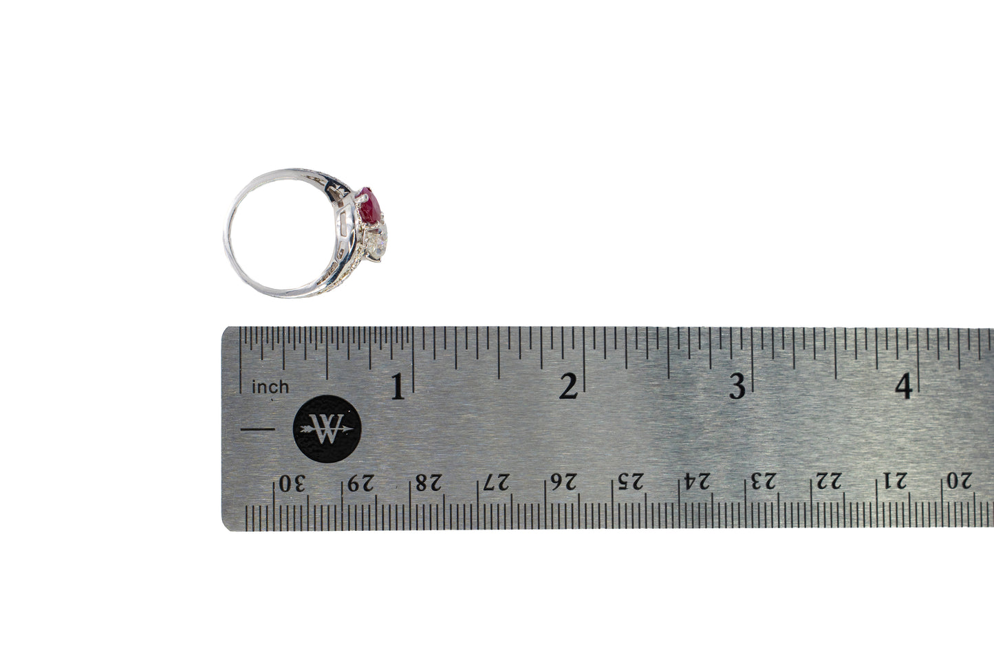 Ruby and Old European Cut Diamond Bypass Cocktail Ring