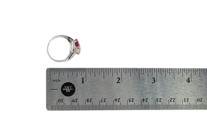 Ruby and Old European Cut Diamond Bypass Cocktail Ring