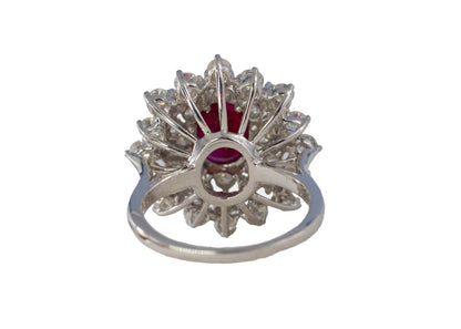 Oval Ruby and Tiered Brilliant-Cut Diamond Starburst Ring
