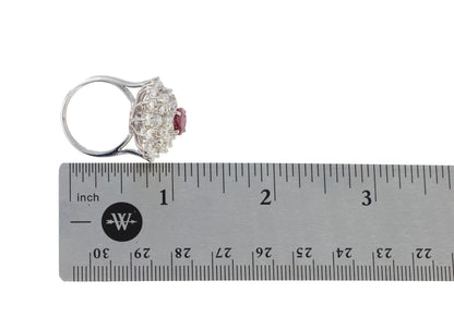 Oval Ruby and Tiered Brilliant-Cut Diamond Starburst Ring