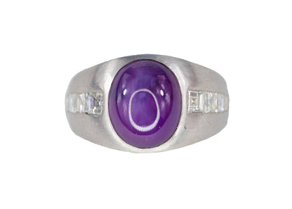 Platinum Star Ruby and Diamond Gypsy-Set Ring