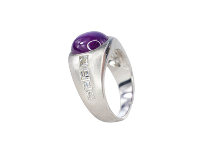 Platinum Star Ruby and Diamond Gypsy-Set Ring