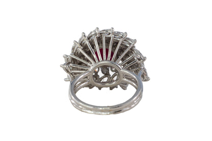 Cabochon Ruby and Mixed-Cut Diamond Ballerina Ring