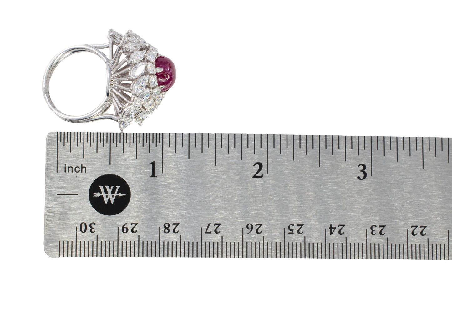 Cabochon Ruby and Mixed-Cut Diamond Ballerina Ring