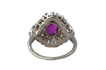 Oval Ruby and Mixed-Cut Diamond Fan Cluster Ring