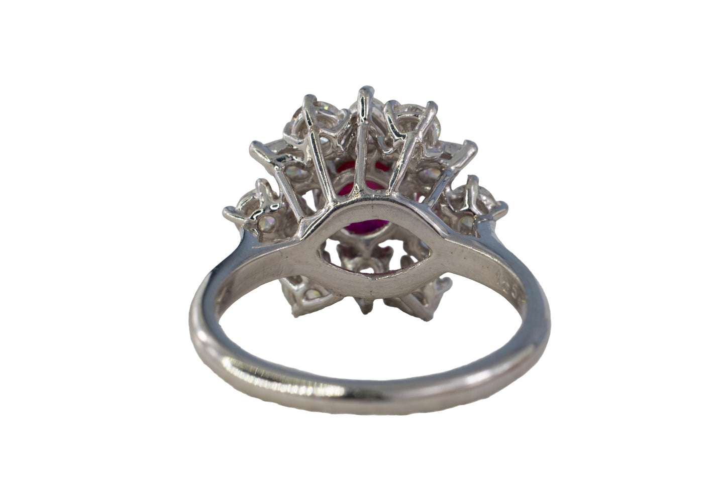 Ruby and Mixed-Cut Diamond Floral Cluster Ring