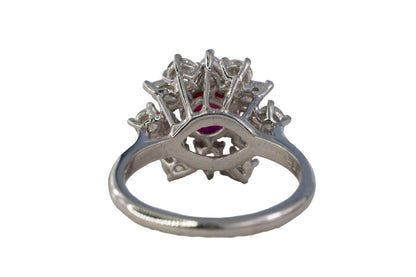 Ruby and Mixed-Cut Diamond Floral Cluster Ring