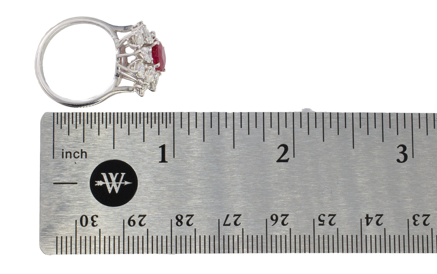 Ruby and Mixed-Cut Diamond Floral Cluster Ring