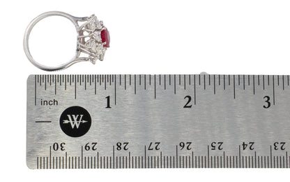 Ruby and Mixed-Cut Diamond Floral Cluster Ring