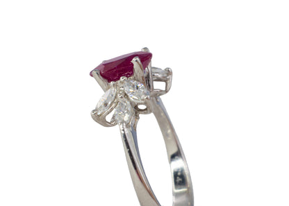 Oval Ruby and Marquise Diamond Butterfly Wing Ring