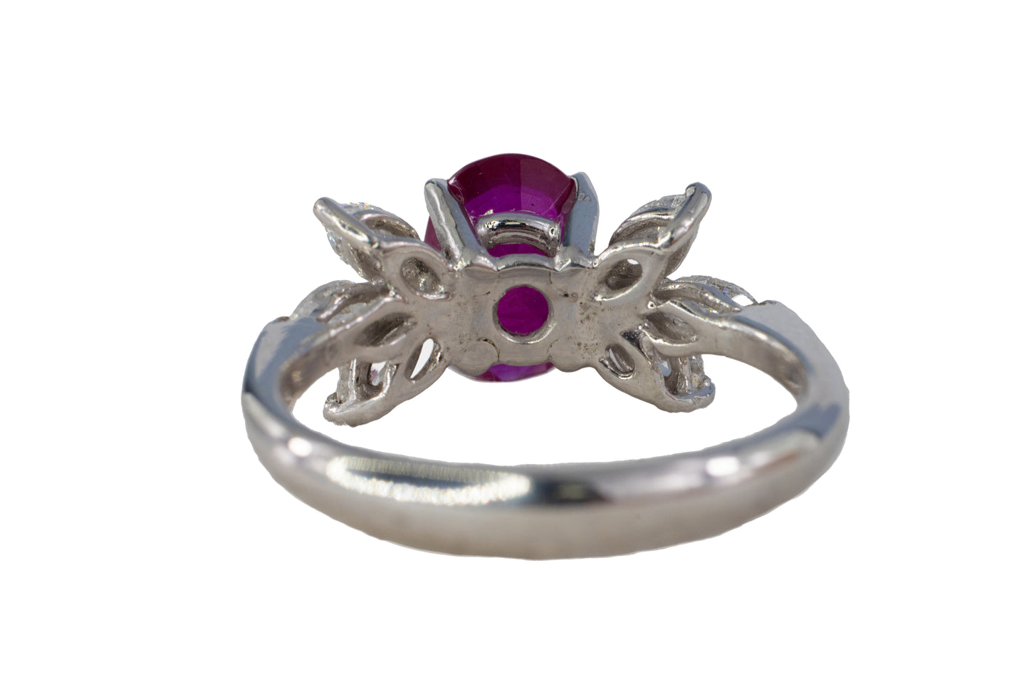 Oval Ruby and Marquise Diamond Butterfly Wing Ring