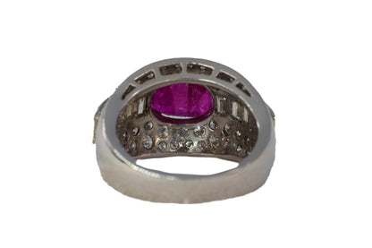 Oval Ruby and Mixed-Cut Diamond Pavé Dome Ring