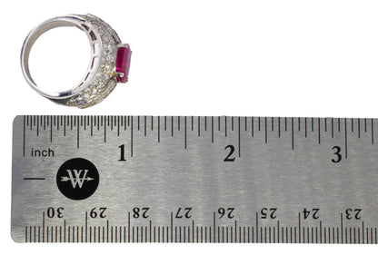 Oval Ruby and Mixed-Cut Diamond Pavé Dome Ring