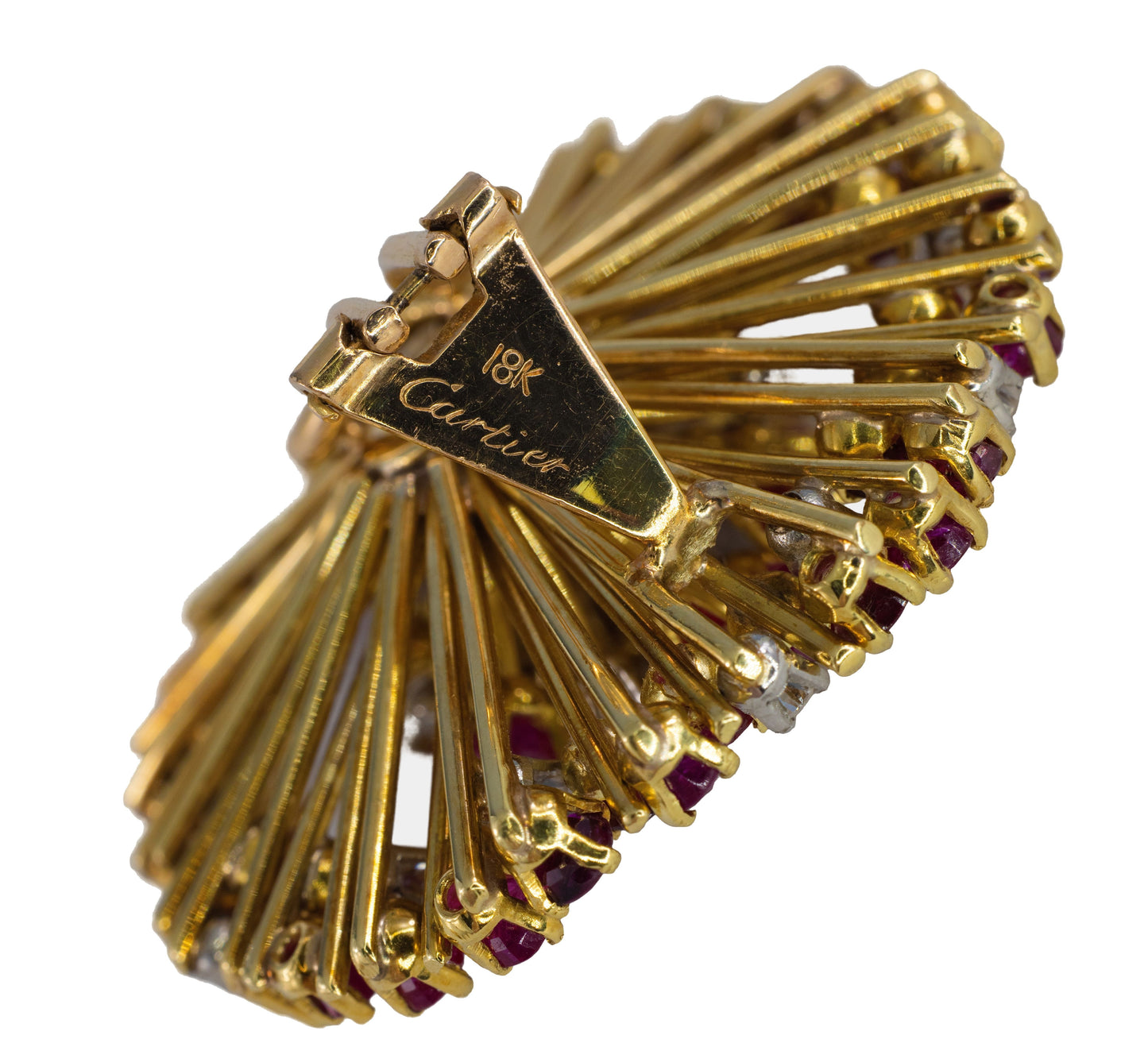 Cartier Ruby and Diamond Starburst Earclips