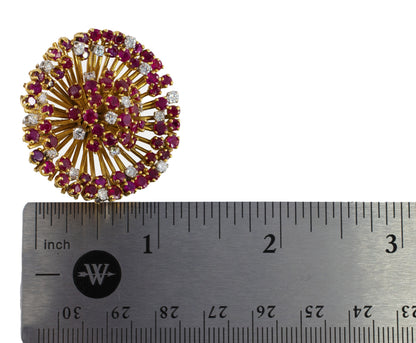 Cartier Ruby and Diamond Starburst Earclips