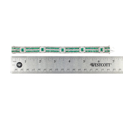 Art Deco Emerald and Diamond Bracelet in 18KT White Gold