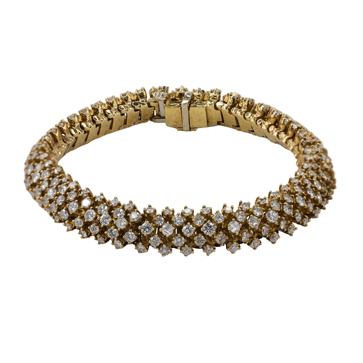 Diamond Lattice Link Bracelet in 18KT Yellow Gold