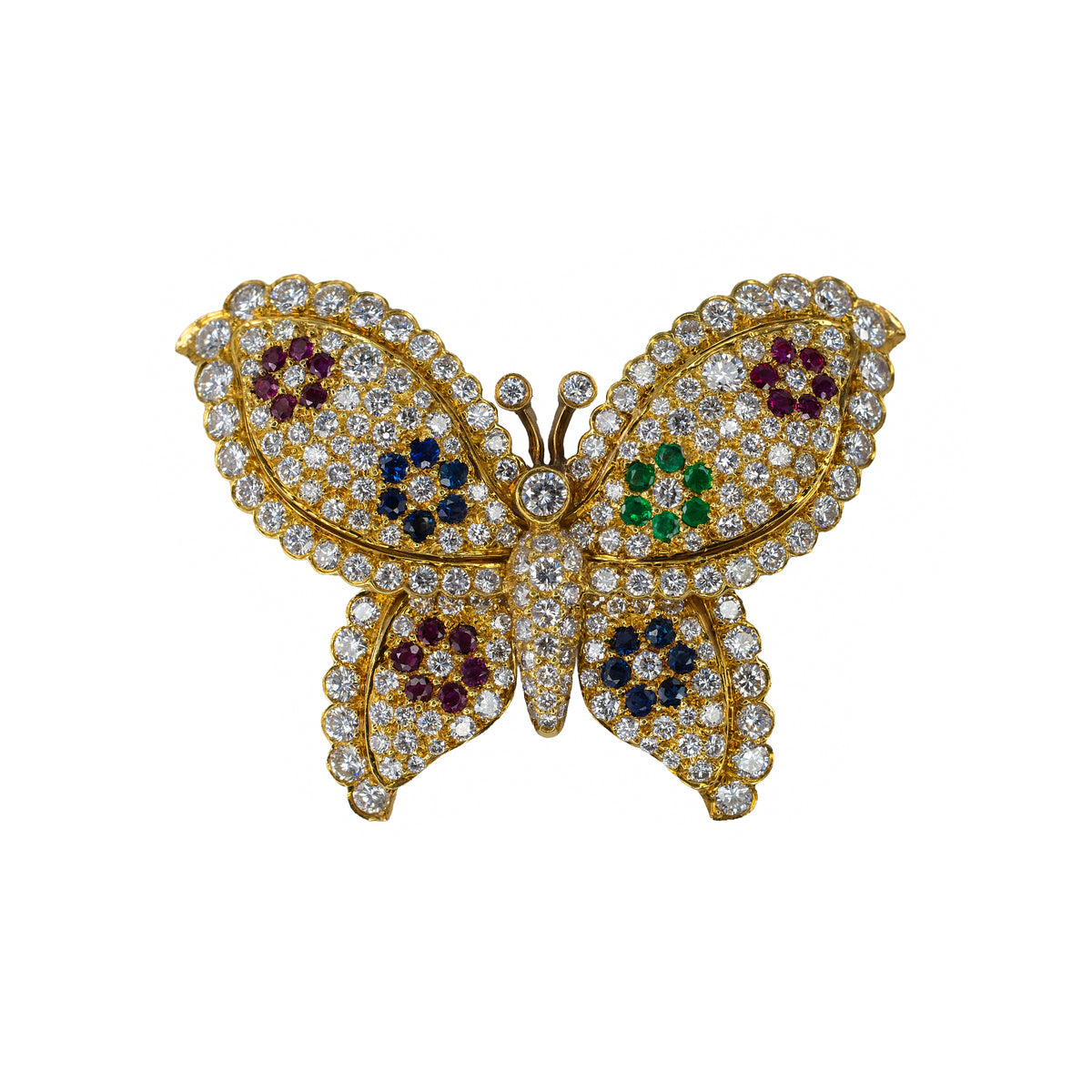Van Cleef & Arpels Diamond and Multi Gem Butterfly Brooch
