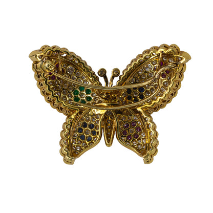 Van Cleef & Arpels Diamond and Multi Gem Butterfly Brooch