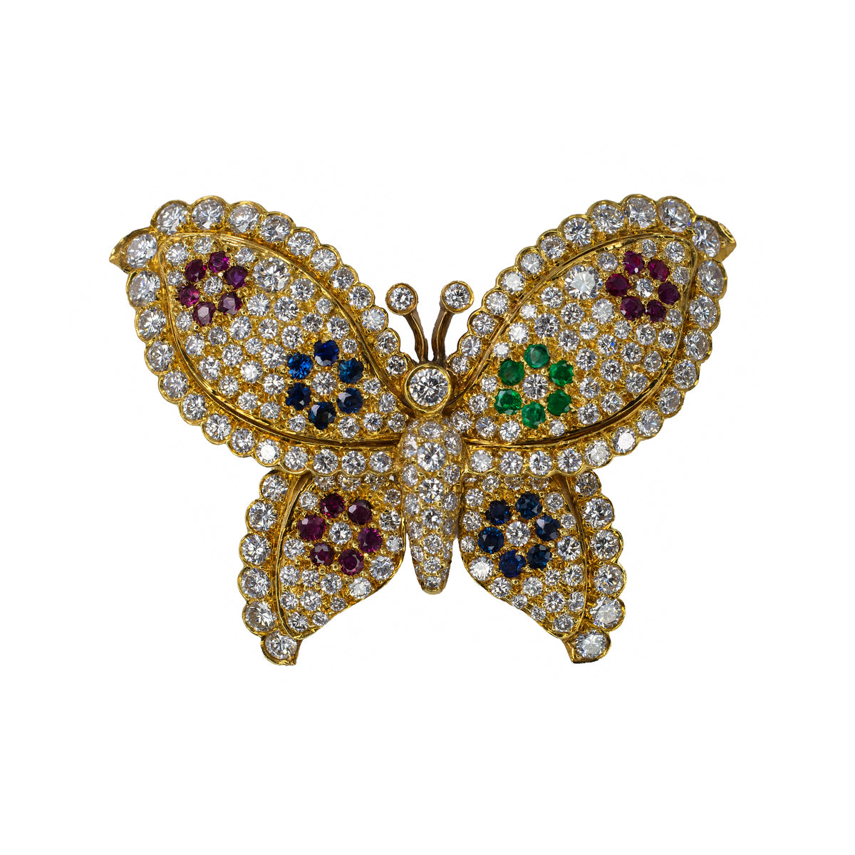 Van Cleef & Arpels Diamond and Multi Gem Butterfly Brooch