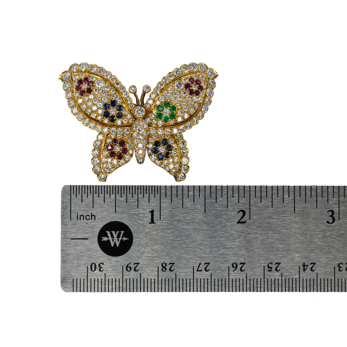 Van Cleef & Arpels Diamond and Multi Gem Butterfly Brooch