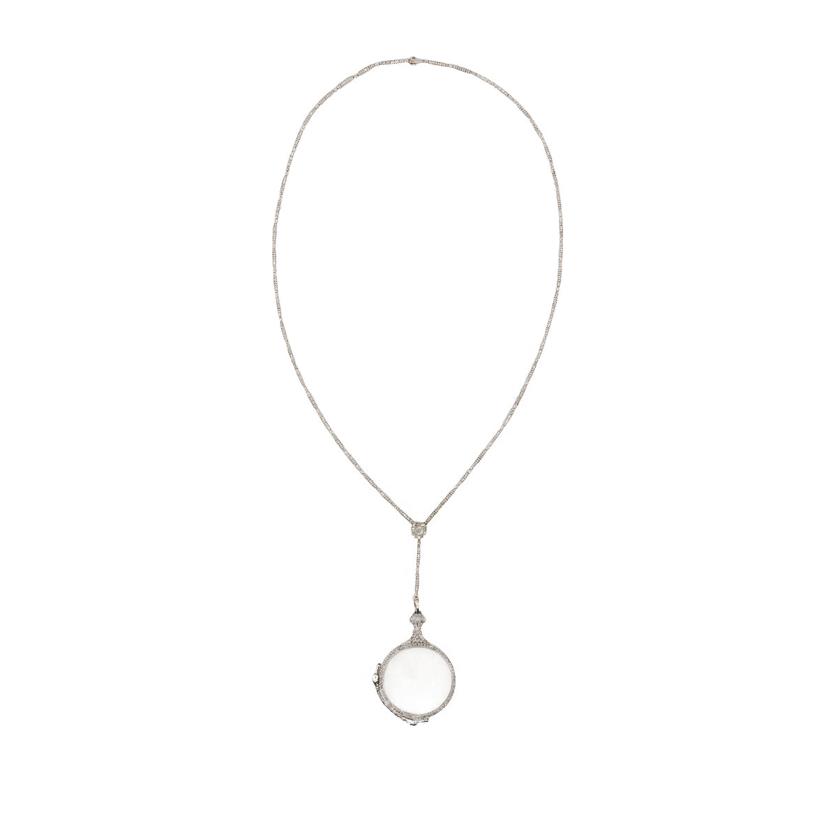 Antique Folding Magnifying Glass Lorgnette Pendant Necklace