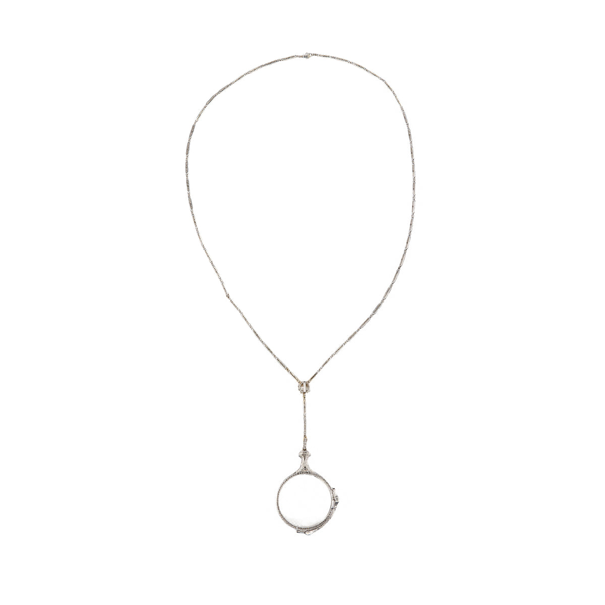 Antique Folding Magnifying Glass Lorgnette Pendant Necklace