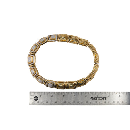 Yellow Gold and Pavé Diamond Square Link Collar Necklace
