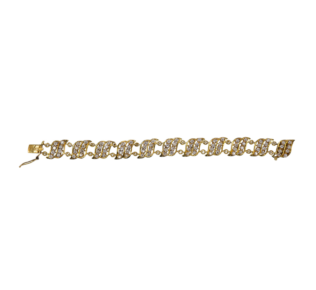 Antique Old Mine Cut Diamond Link Bracelet in 14KT Yellow Gold