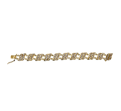 Antique Old Mine Cut Diamond Link Bracelet in 14KT Yellow Gold