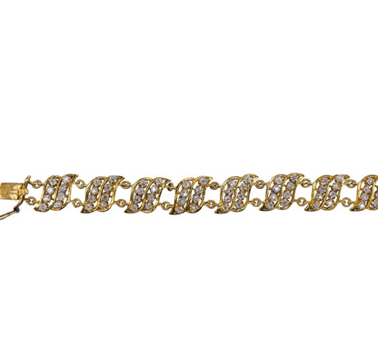 Antique Old Mine Cut Diamond Link Bracelet in 14KT Yellow Gold