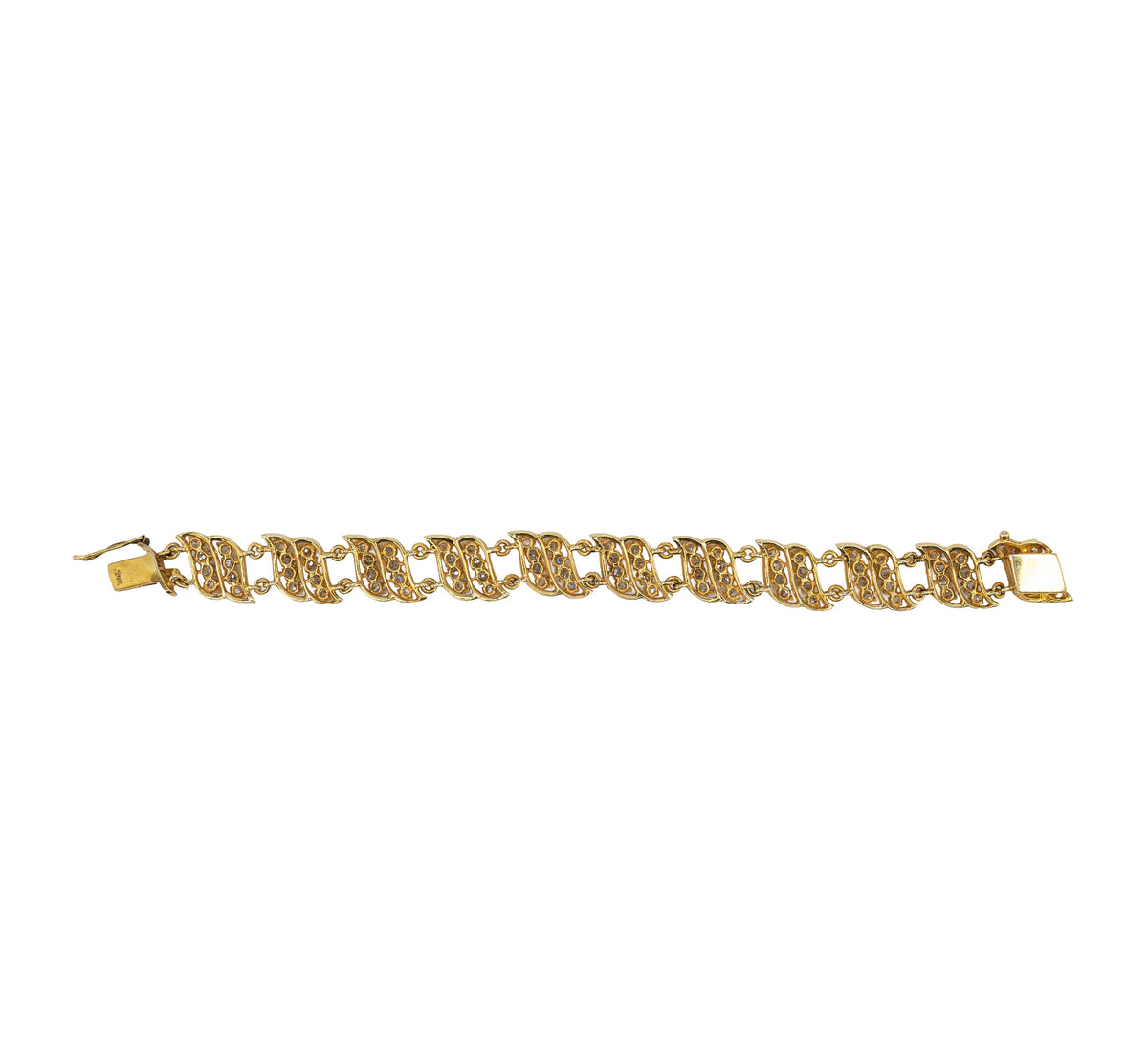 Antique Old Mine Cut Diamond Link Bracelet in 14KT Yellow Gold