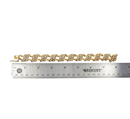 Antique Old Mine Cut Diamond Link Bracelet in 14KT Yellow Gold