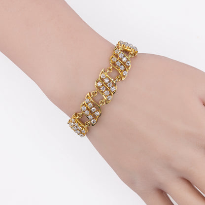 Antique Old Mine Cut Diamond Link Bracelet in 14KT Yellow Gold