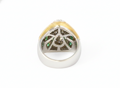 Diamond, Emerald, and Sapphire Pavé Dome Ring