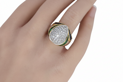 Diamond, Emerald, and Sapphire Pavé Dome Ring