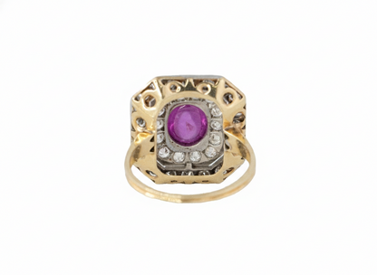 Oval Ruby and Diamond Double Halo Cocktail Ring