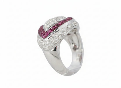 Round Diamond and Ruby Halo Art Deco Style Target Ring