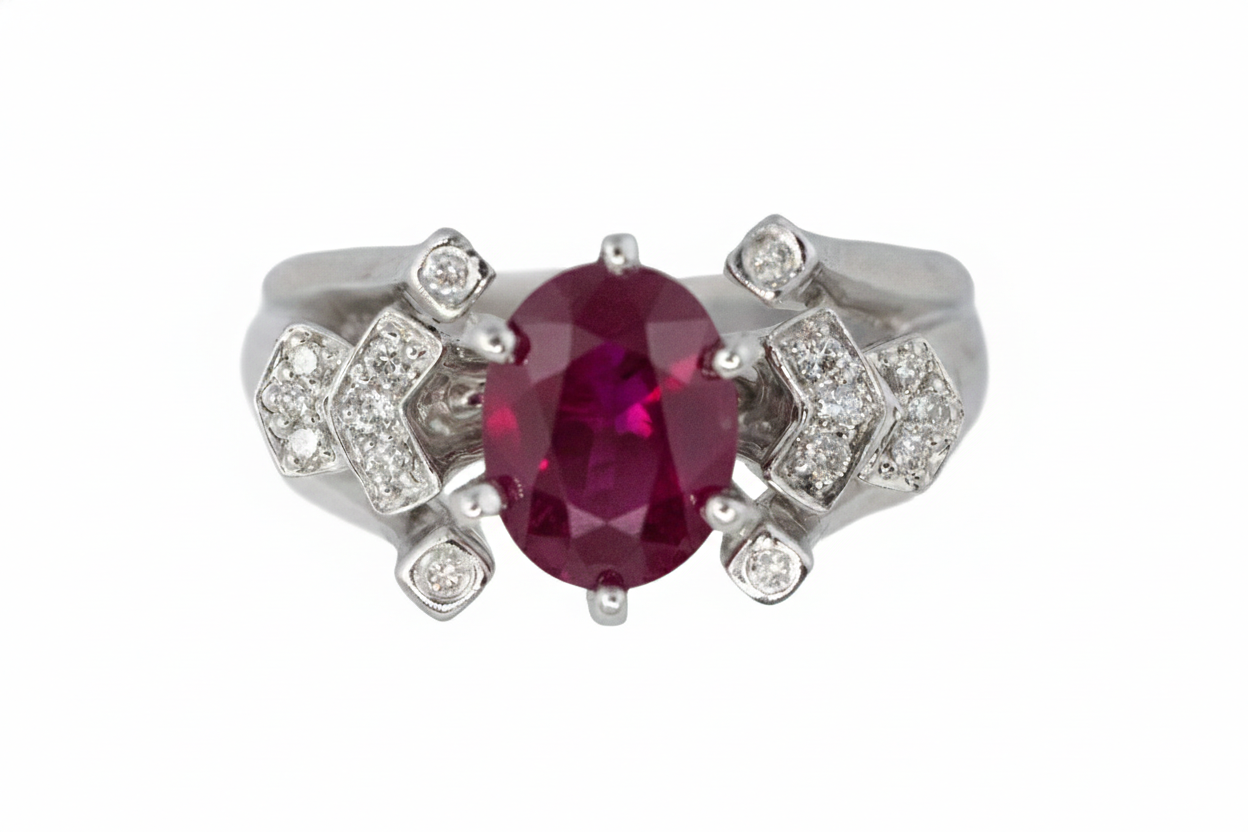 Oval Ruby and Diamond Accent Band