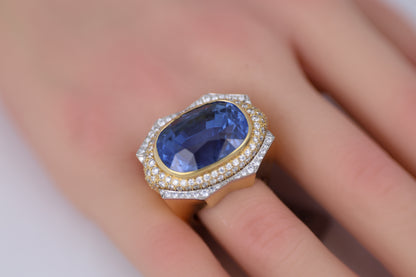 David Webb Oval Cut Sapphire Men's Ring