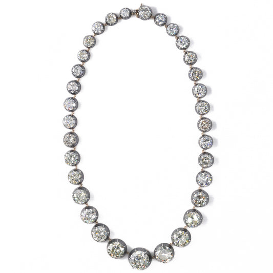 Graduated Old Mine Diamond Riviere Necklace