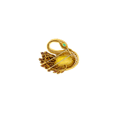 Magnificent Natural Yellow Sapphire Swan Brooch by Bulgari