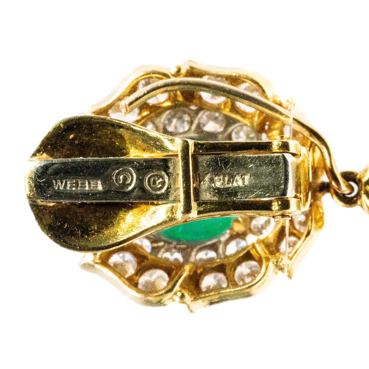 David Webb Pair of Emerald and Diamond Pendent Ear Clips