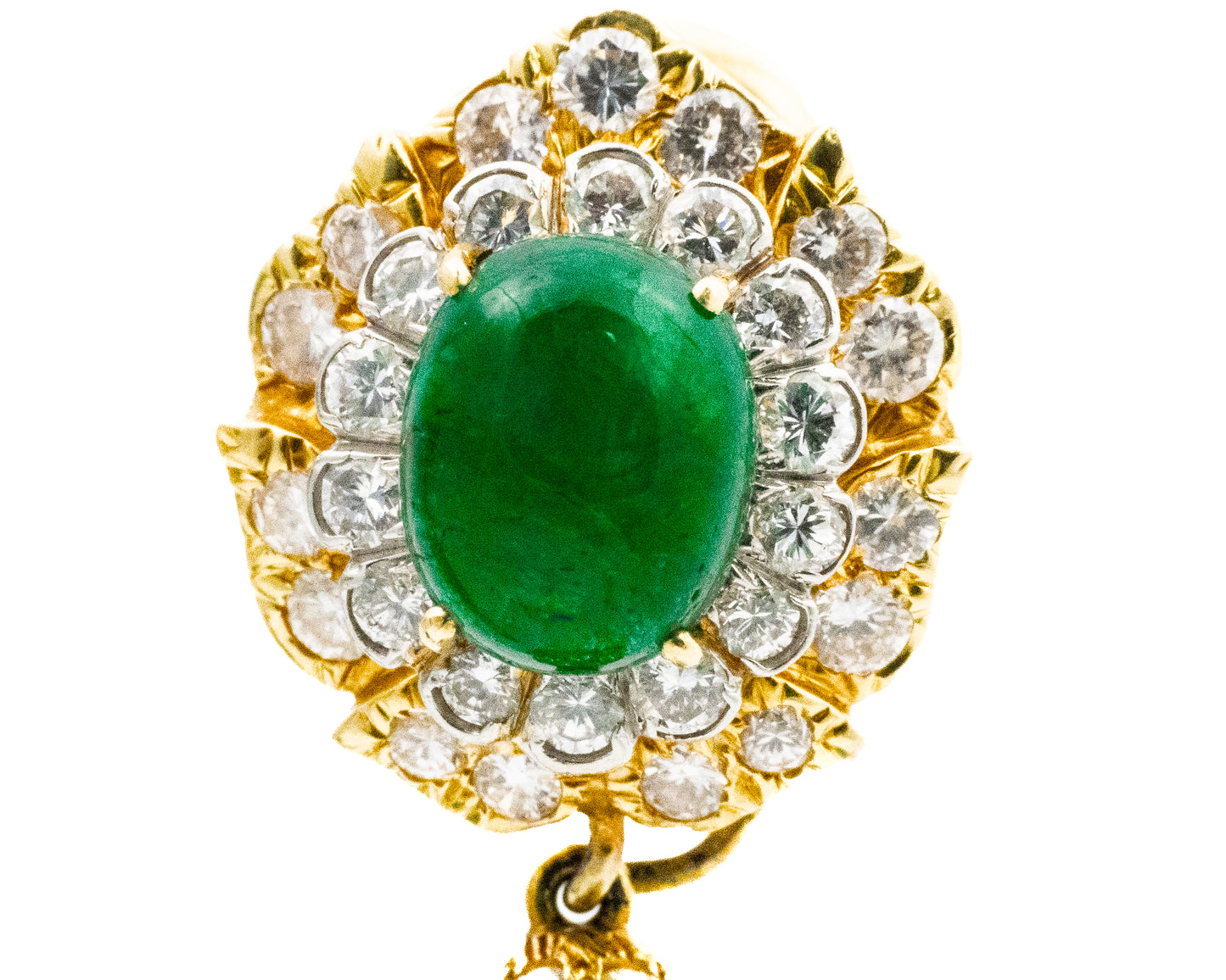 David Webb Pair of Emerald and Diamond Pendent Ear Clips