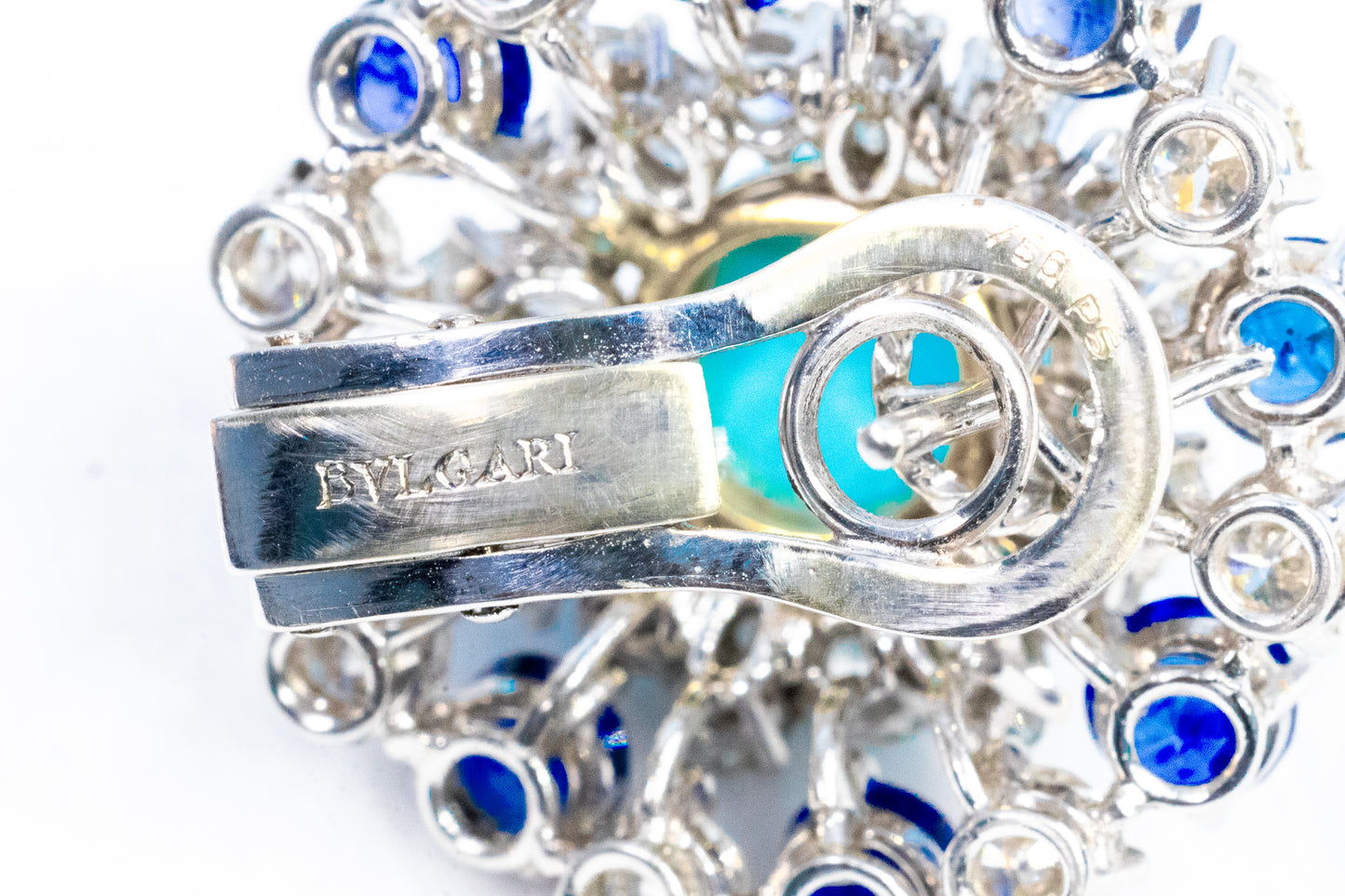 Bulgari Turquoise, Sapphire & Diamond Earrings