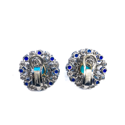 Bulgari Turquoise, Sapphire & Diamond Earrings