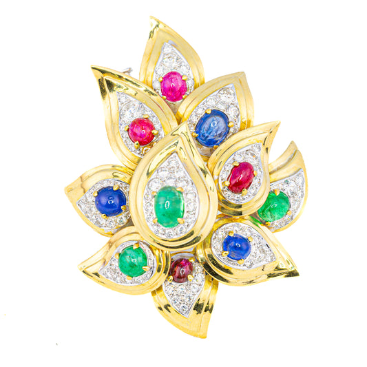 Bulgari Multi-Gemstone and Diamond Floral Brooch